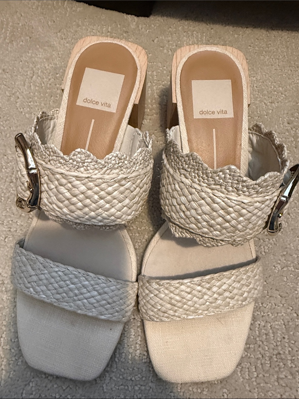 Dolce Vita White Braided Double-Strap Slide Mules